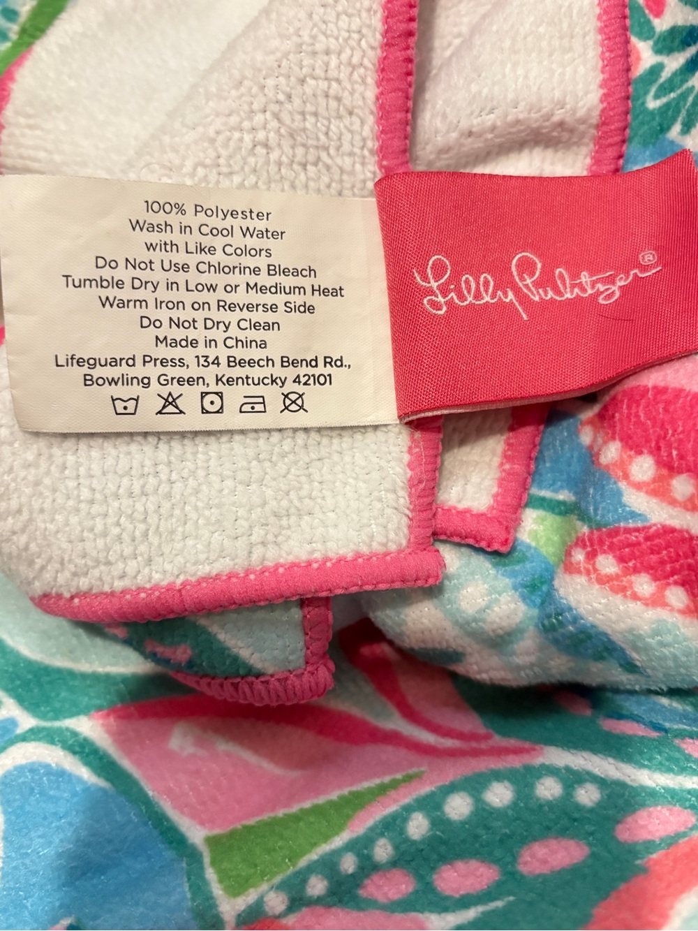 Lilly Pulitzer Oversized Beach Towel 40x72 Pool Lounge Resort Tropical Pink Aqua - Picture 7 of 7